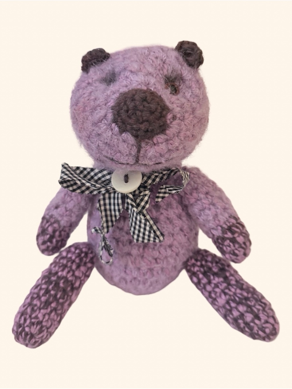 Theodora Bohdana Purple Crochet Teddy Bear Handmade Style Plush